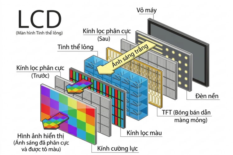 1. Cấu tạo bề mặt màn hình LCD 1