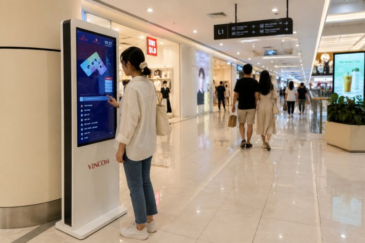 LCD standee khác gì so với kiosk cảm ứng?