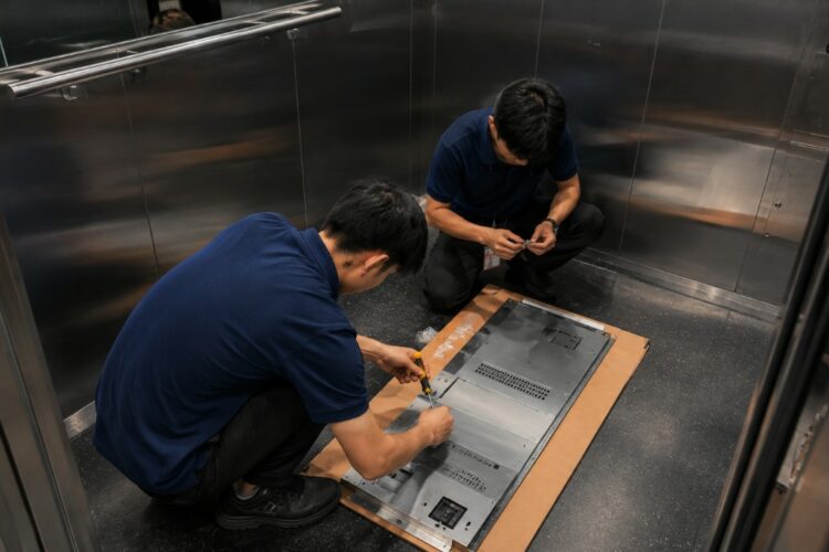 Quy trình bảo trì màn hình thang máy định kỳ để kéo dài tuổi thọ.