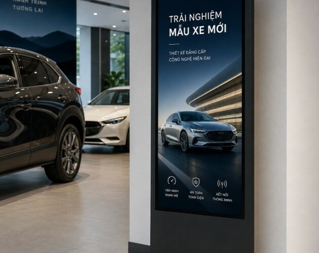 Standee LCD đế cố định và đế có bánh xe khác nhau thế nào?